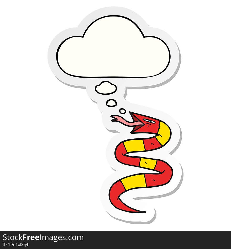 cartoon snake and thought bubble as a printed sticker