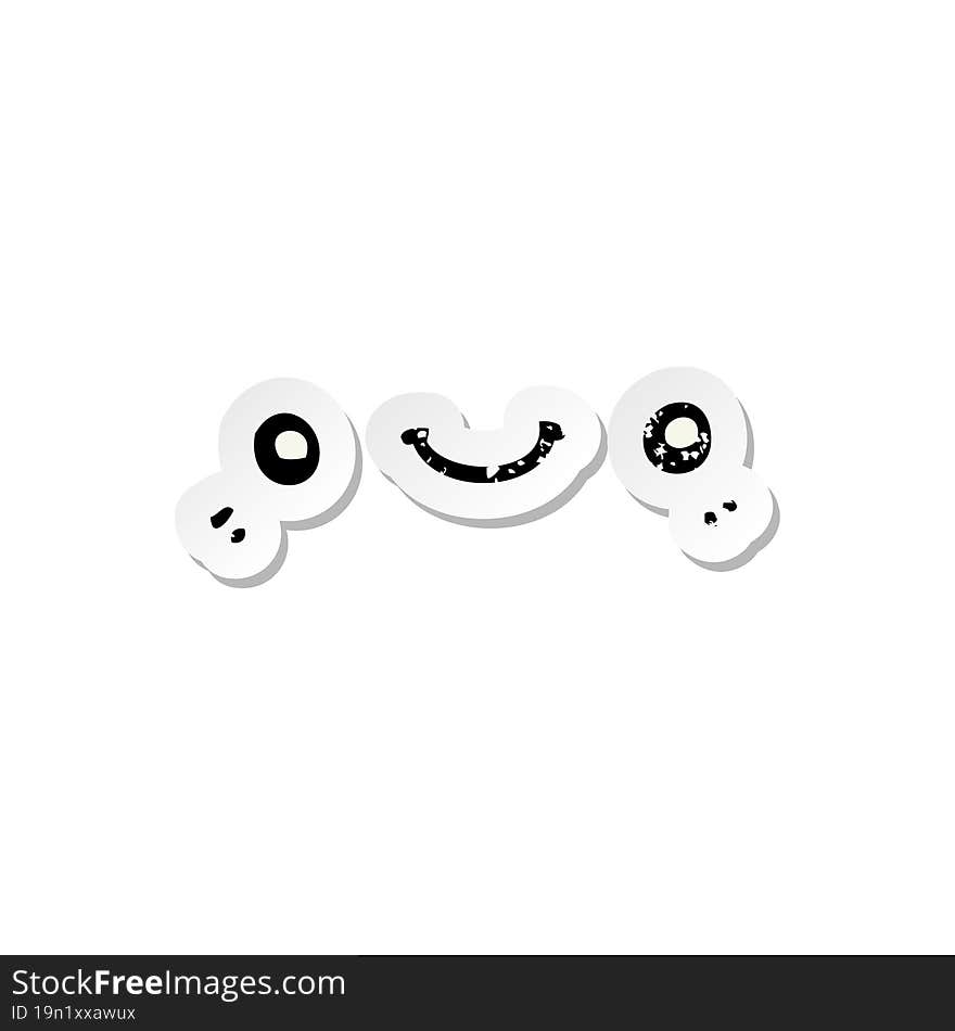 Distressed Sticker Of A Cartoon Cute Happy Face