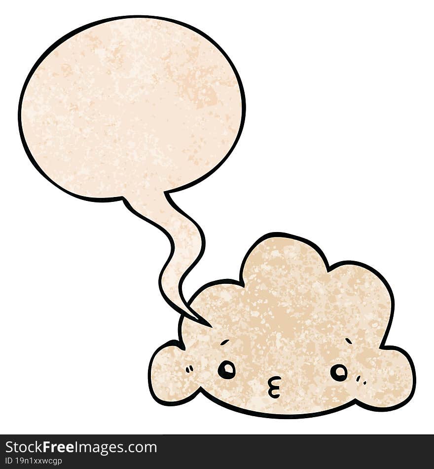 cartoon cloud and speech bubble in retro texture style