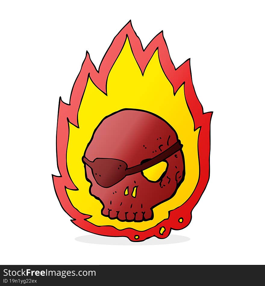 cartoon burning skull