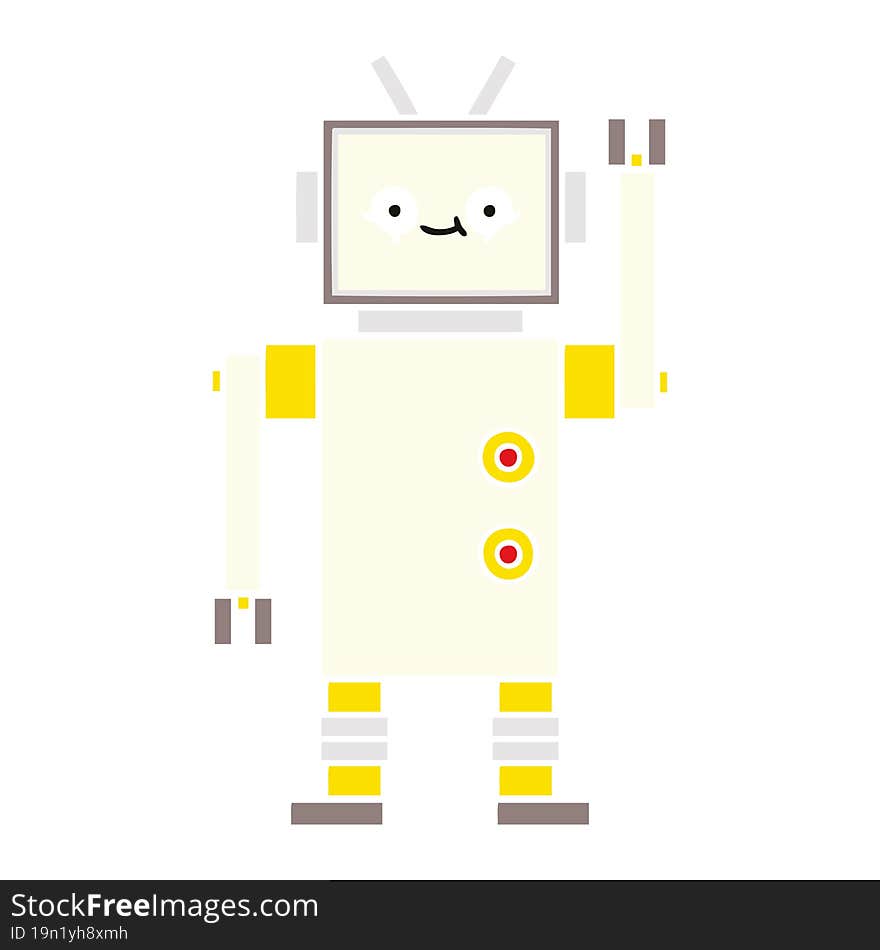 flat color retro cartoon of a robot