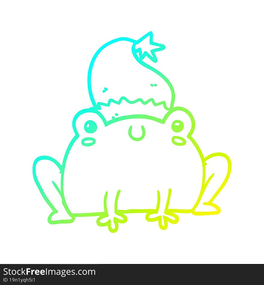 Cold Gradient Line Drawing Cute Cartoon Christmas Frog