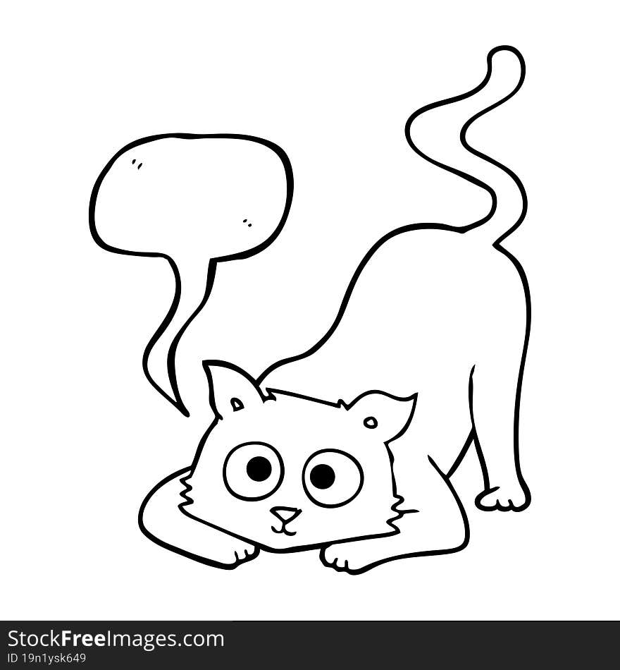 freehand drawn speech bubble cartoon cat