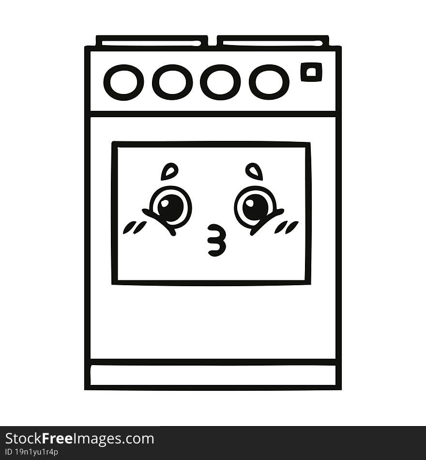 line drawing cartoon kitchen oven