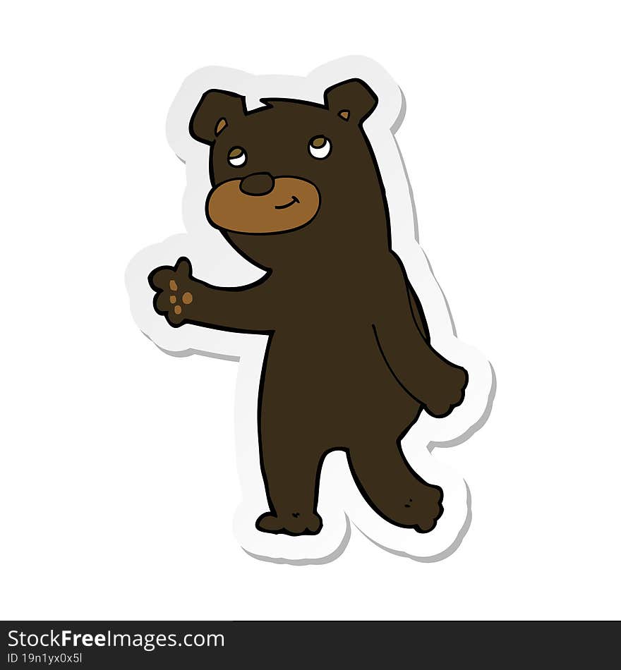 sticker of a cute cartoon black bear