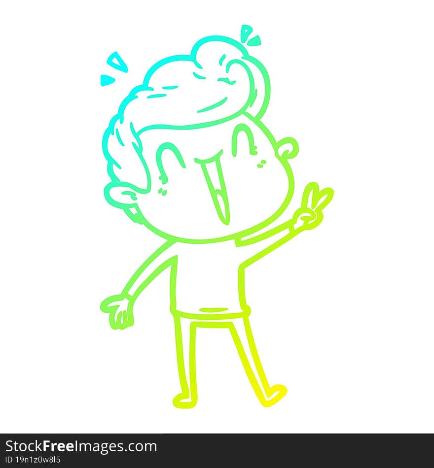 cold gradient line drawing cartoon excited man