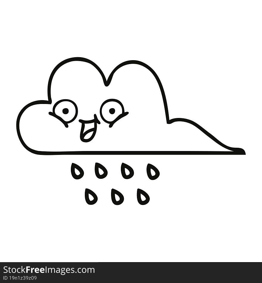 line drawing cartoon of a rain cloud