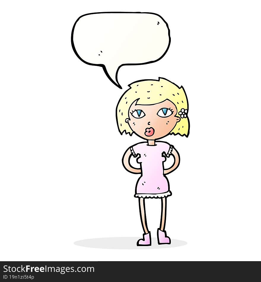 cartoon woman with speech bubble