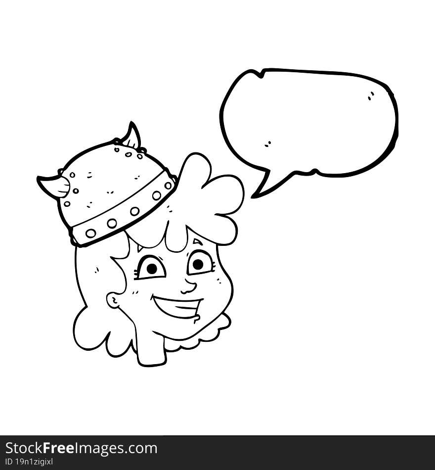 speech bubble cartoon female viking face