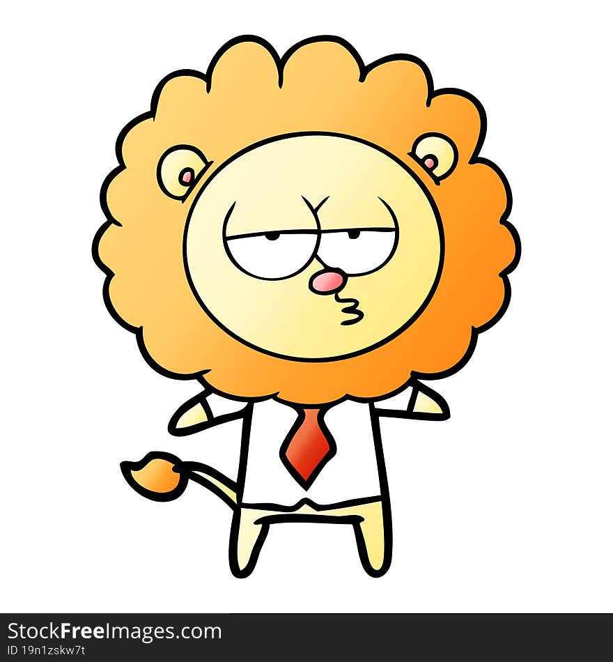 cartoon bored lion office worker. cartoon bored lion office worker