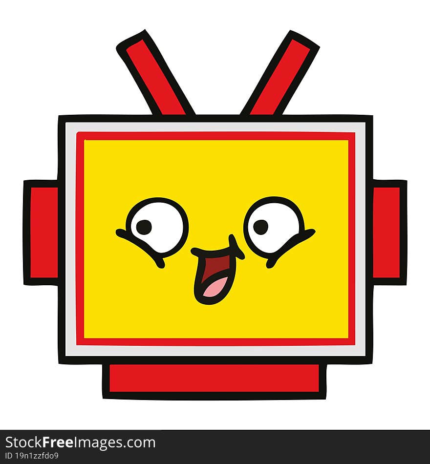 Cute Cartoon Robot Head