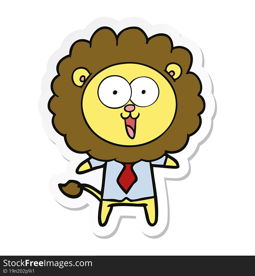 sticker of a happy cartoon lion