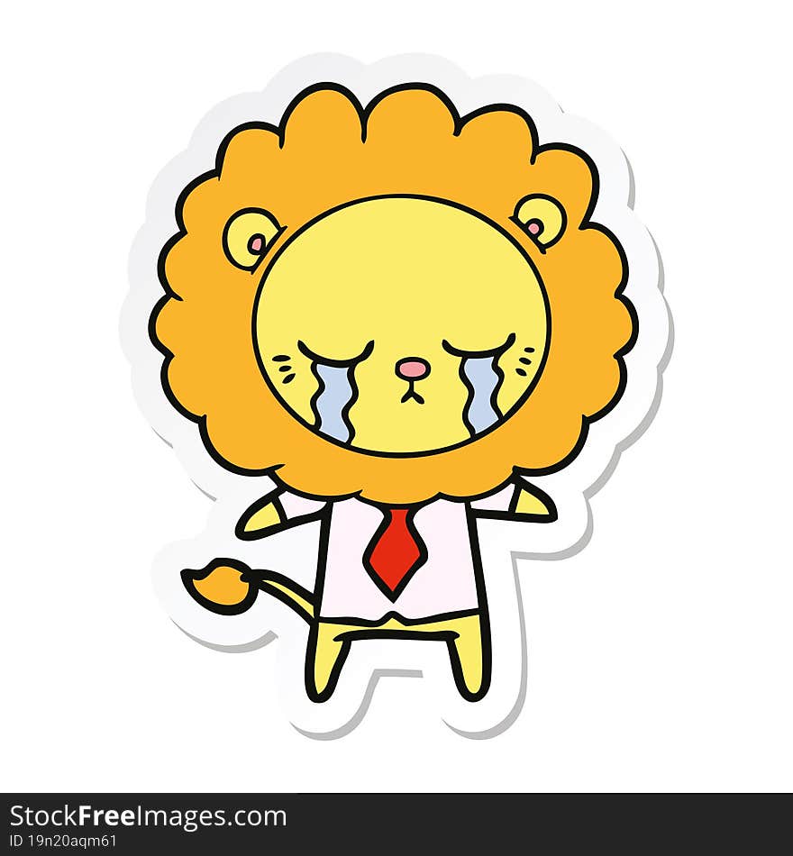 Sticker Of A Crying Cartoon Lion