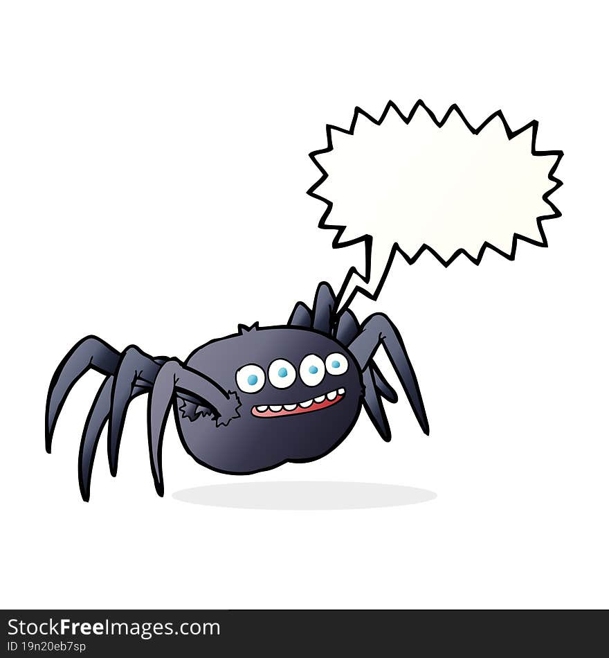 Cartoon Spooky Spider With Speech Bubble