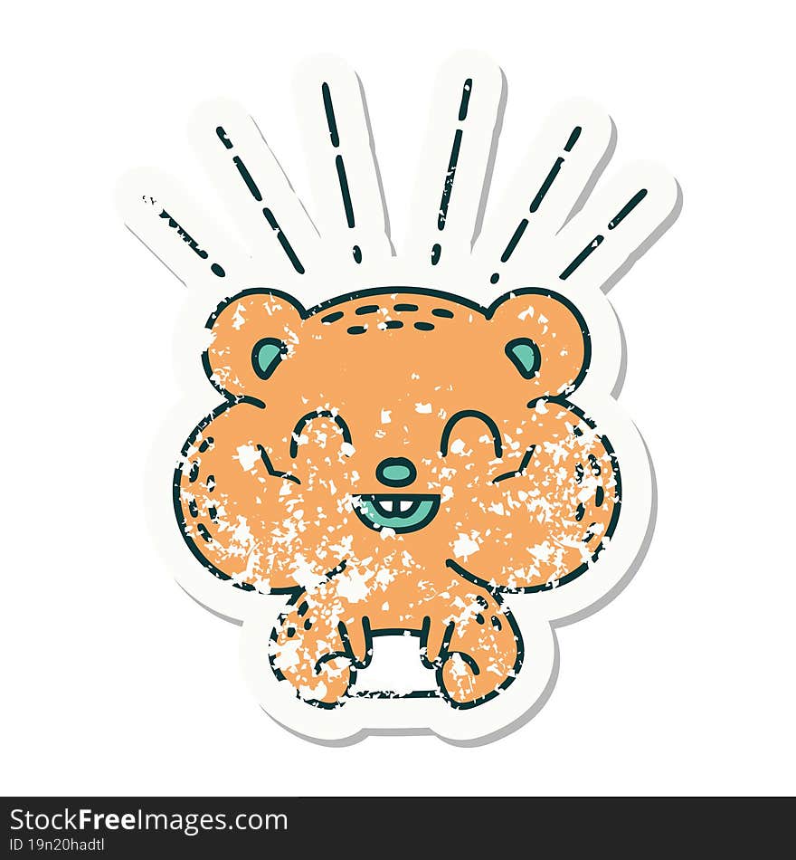 Grunge Sticker Of Tattoo Style Happy Hamster