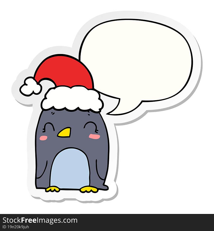 cute christmas penguin with speech bubble sticker