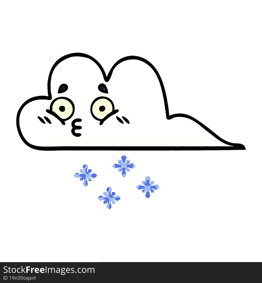 Comic Book Style Cartoon Snow Cloud