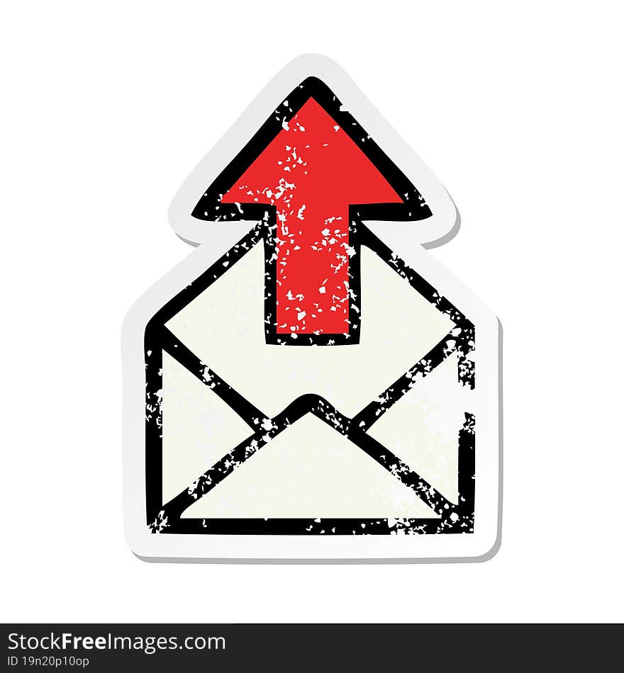 distressed sticker of a cute cartoon email sign