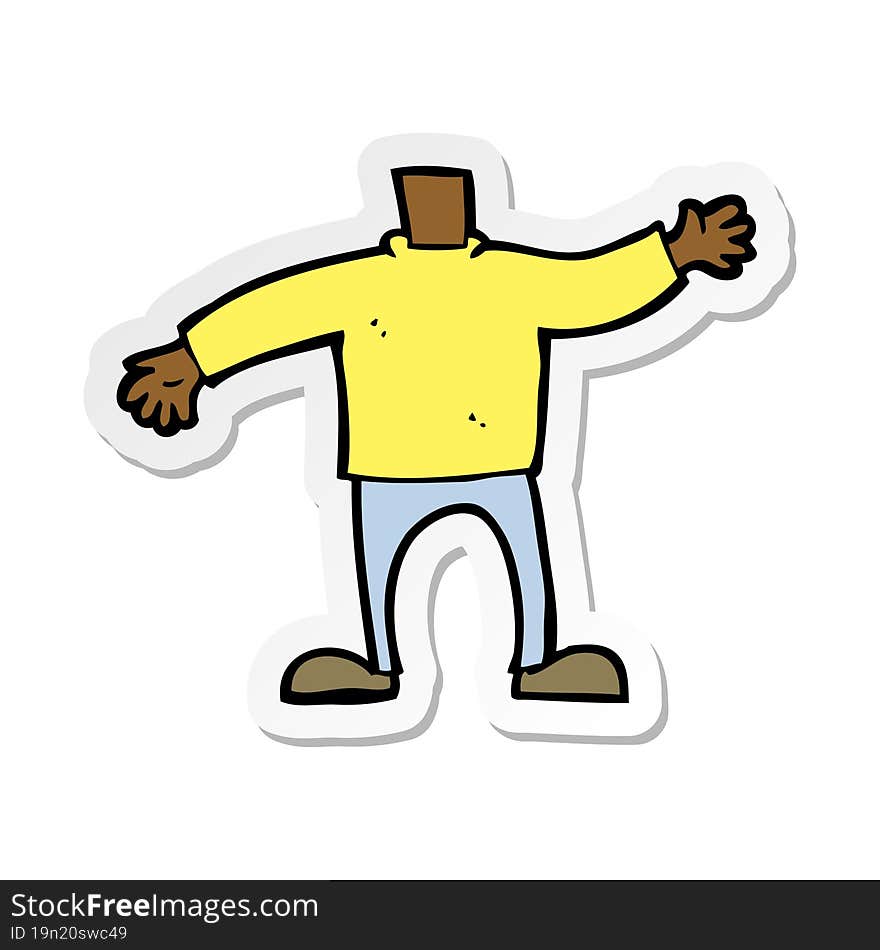 Sticker Of A Cartoon Body Waving Arms