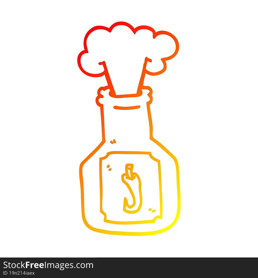 warm gradient line drawing cartoon hot chlli sauce