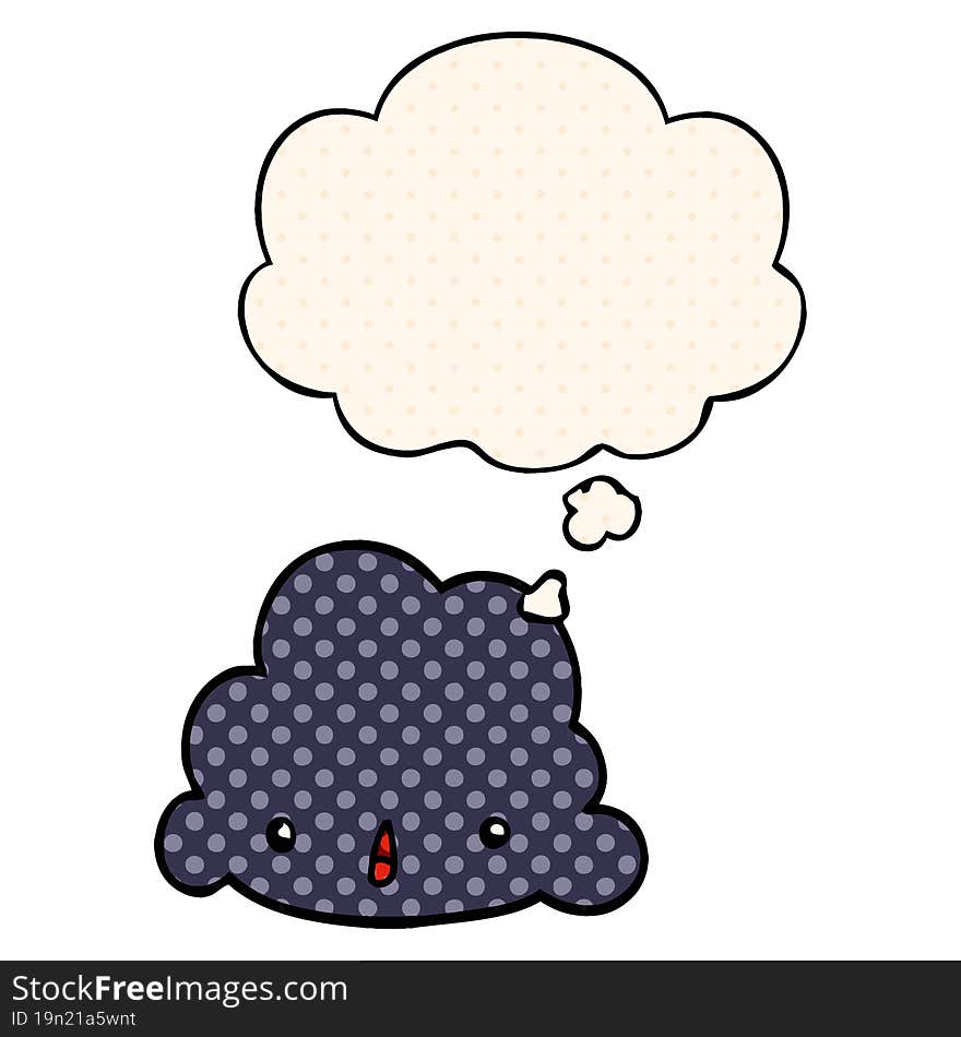 cartoon cloud and thought bubble in comic book style