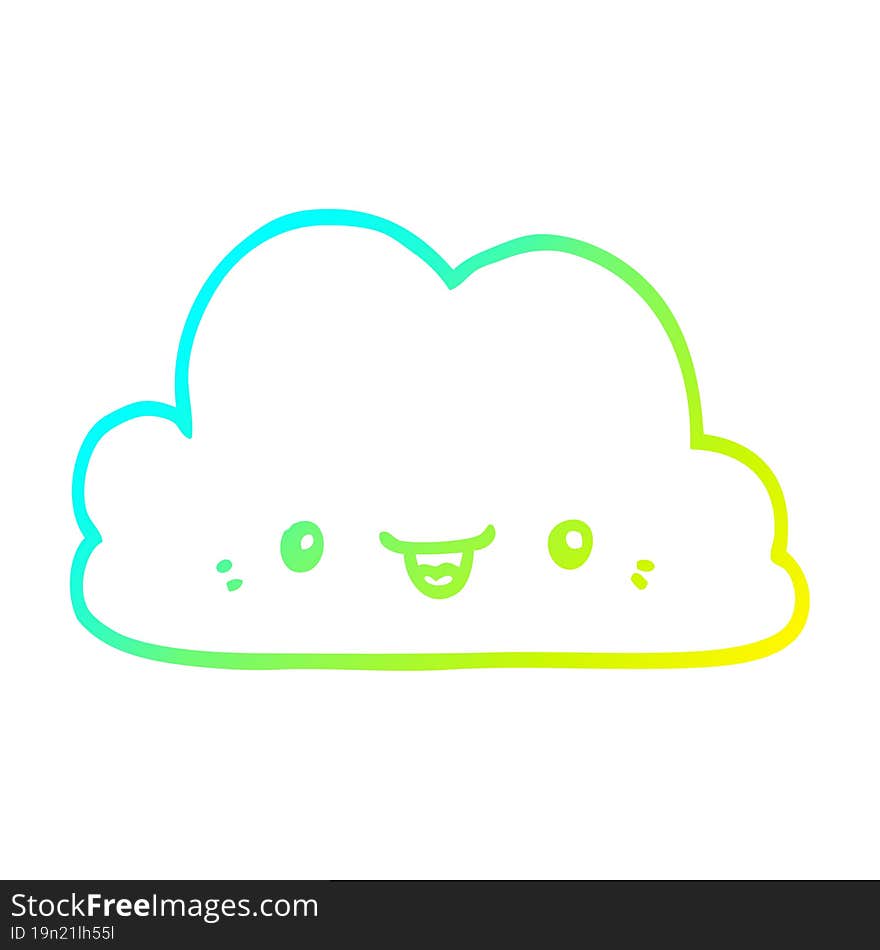 cold gradient line drawing cute cartoon cloud