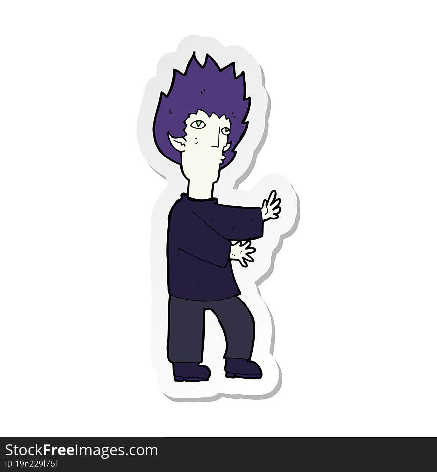 sticker of a cartoon vampire man