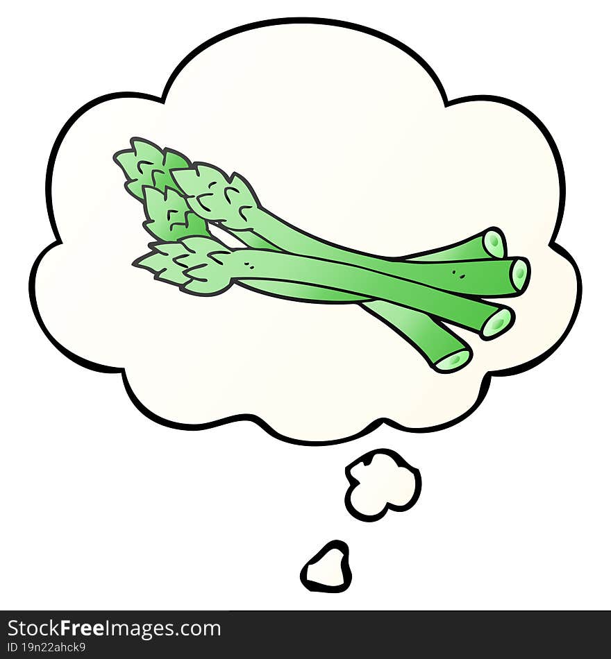 Cartoon Asparagus And Thought Bubble In Smooth Gradient Style