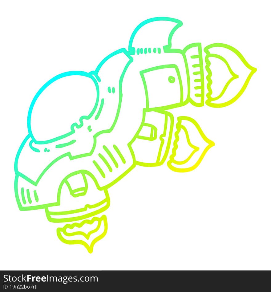 cold gradient line drawing cartoon space ship