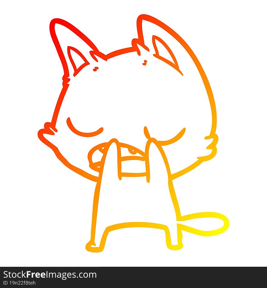 warm gradient line drawing talking cat cartoon