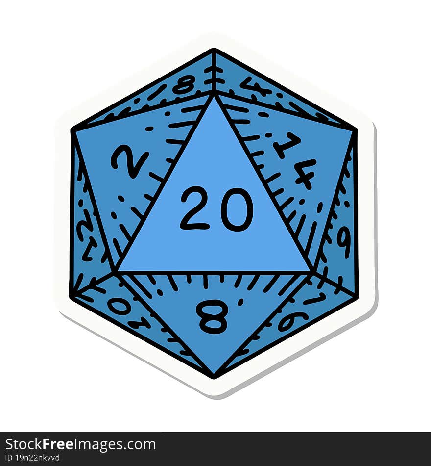 Natural 20 D20 Dice Roll Sticker