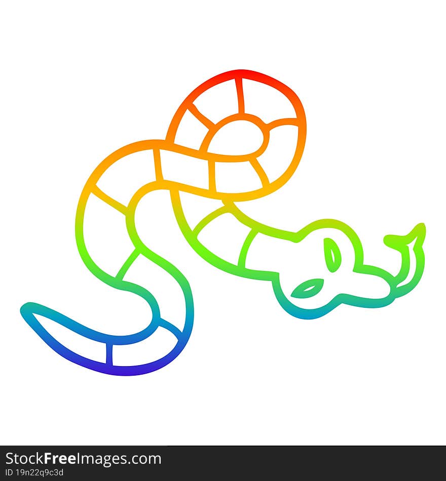 rainbow gradient line drawing cartoon poisonous snake