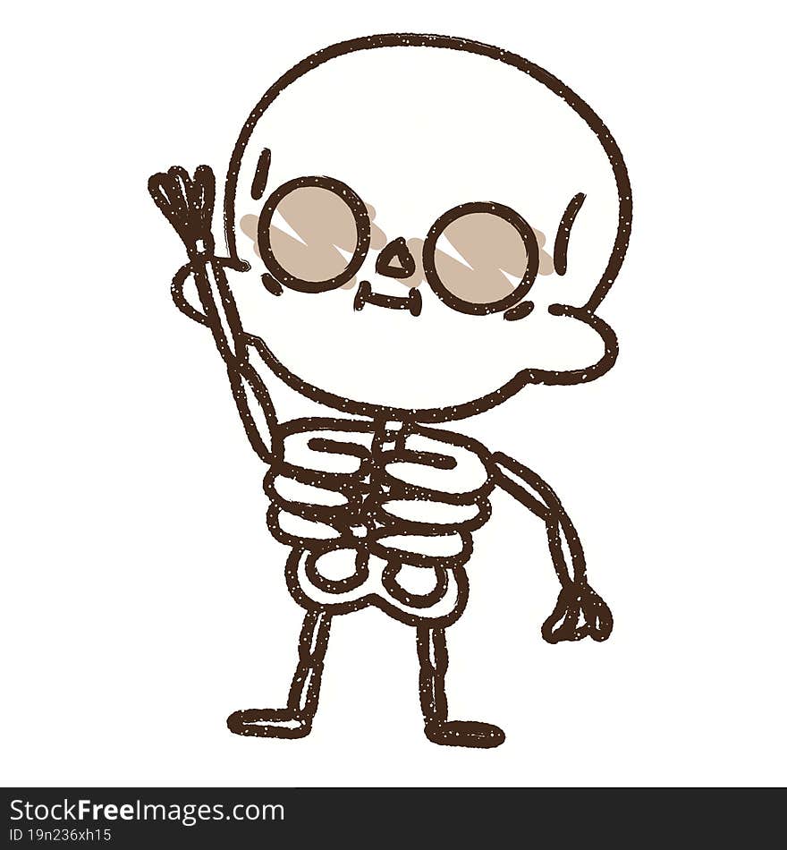 Waving Skeleton Chalk Drawing