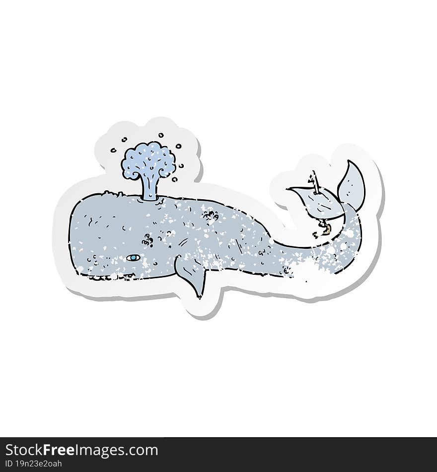 retro distressed sticker of a cartoon whale