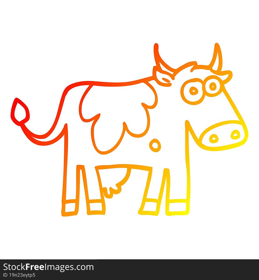 warm gradient line drawing cartoon farm cow