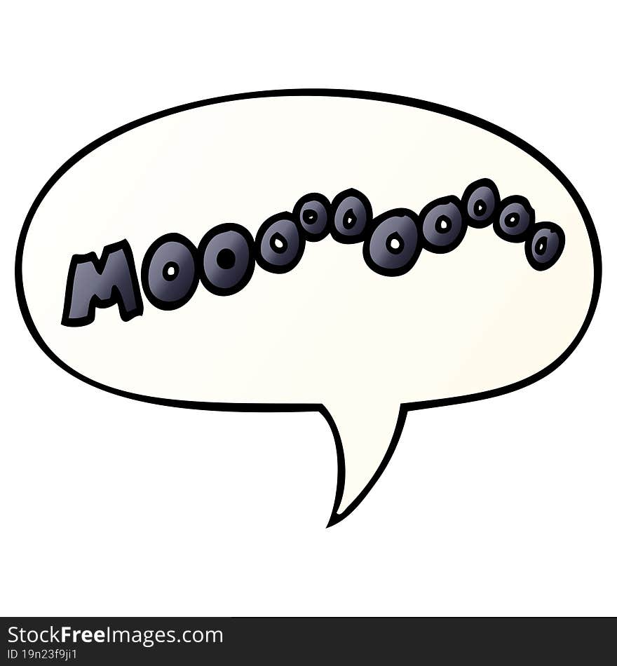 cartoon moo noise and speech bubble in smooth gradient style