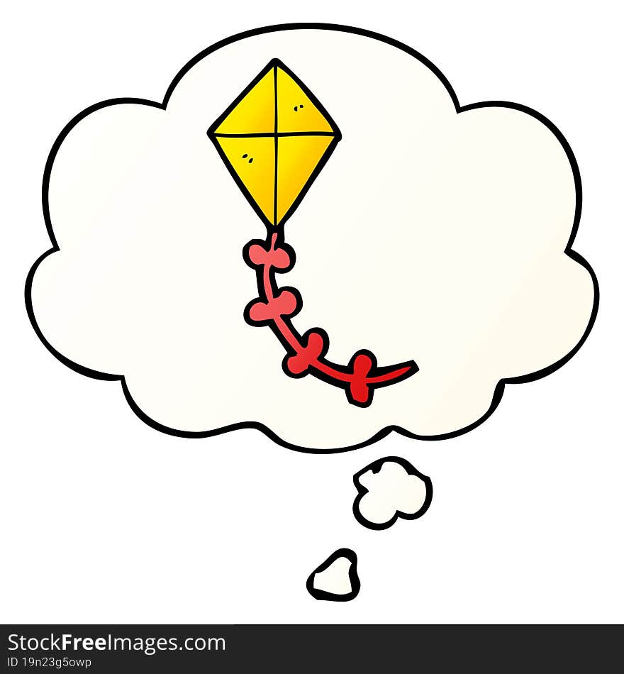 Cartoon Kite And Thought Bubble In Smooth Gradient Style