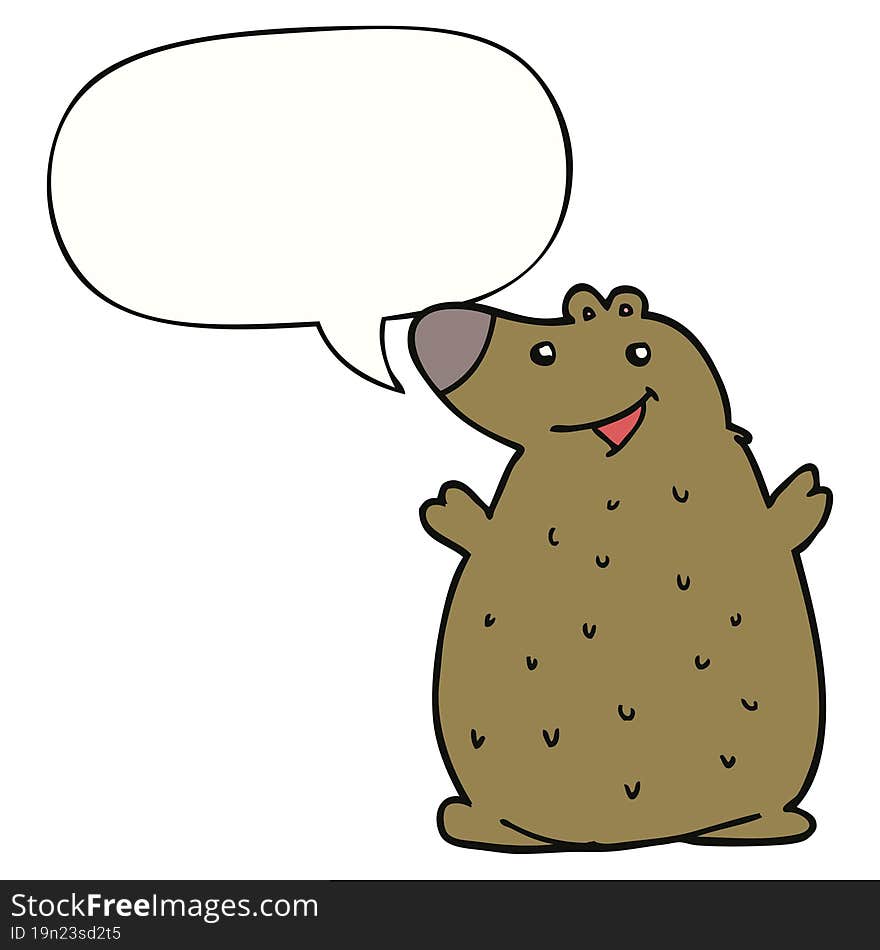 cartoon happy bear and speech bubble