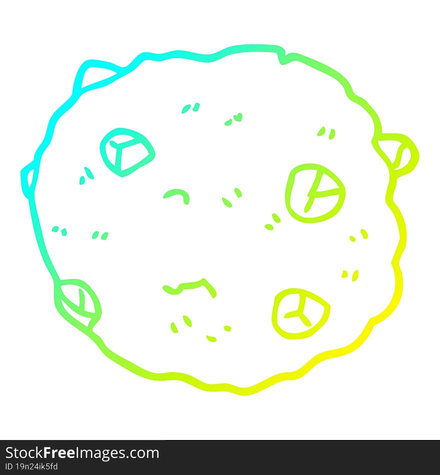 Cold Gradient Line Drawing Cartoon Chocolate Chip Cookie