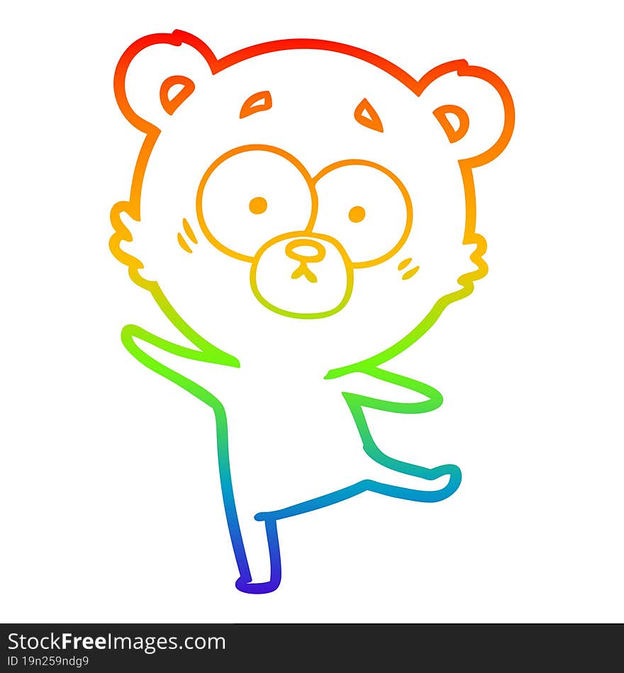 rainbow gradient line drawing worried bear cartoon