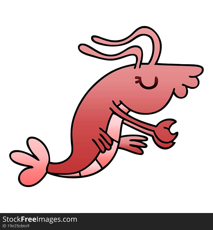 quirky gradient shaded cartoon happy shrimp