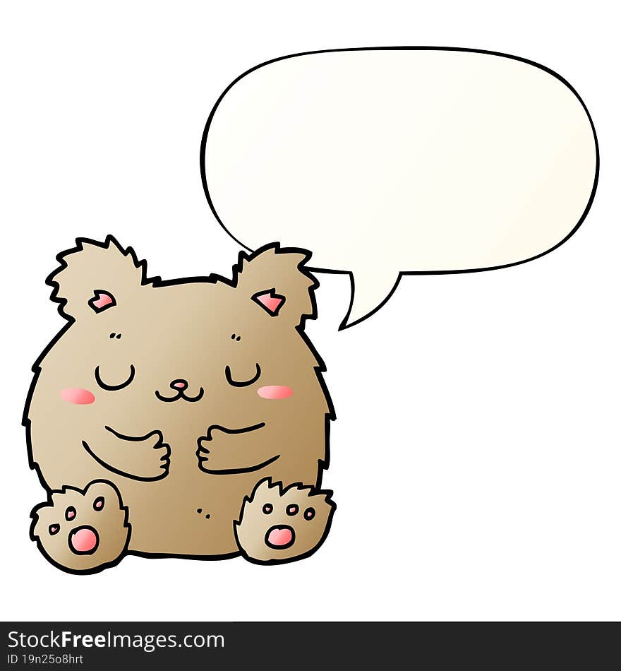 cute cartoon bear and speech bubble in smooth gradient style