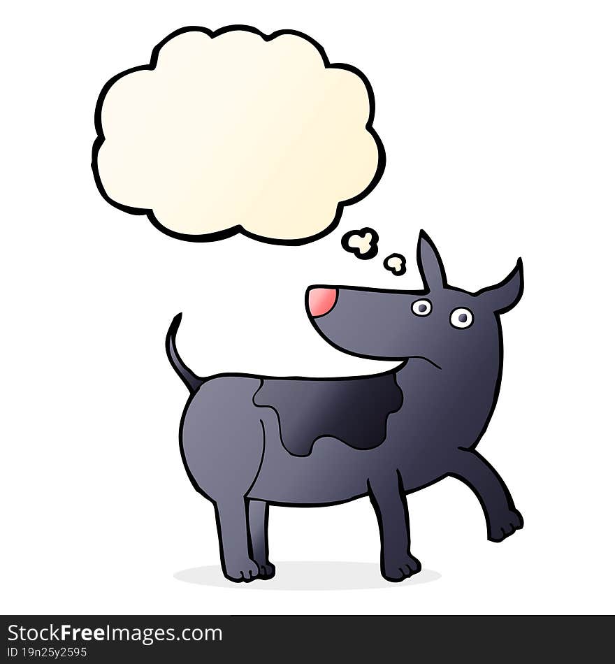 funny cartoon dog with thought bubble