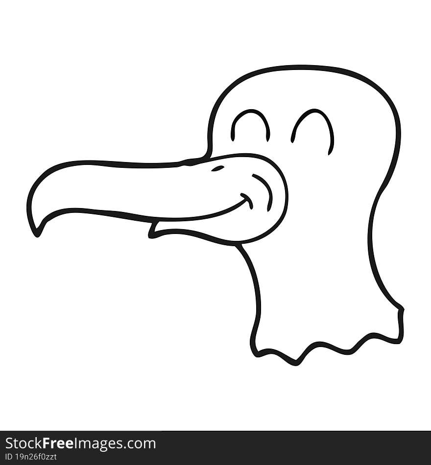 black and white cartoon seagull