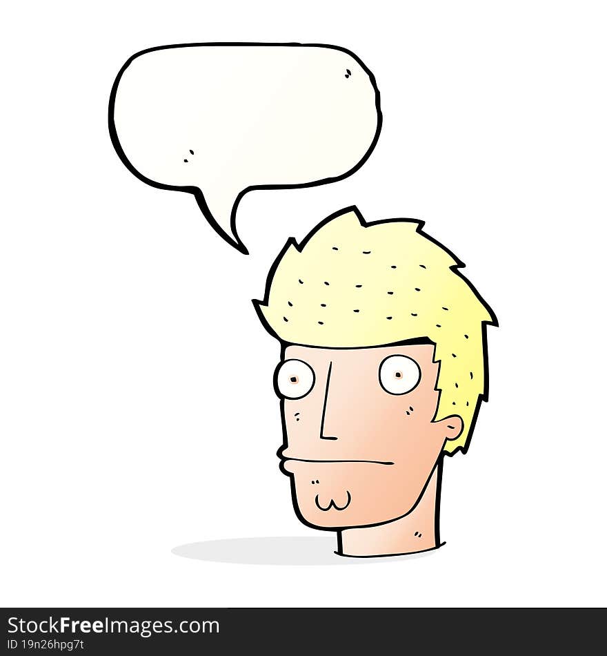 cartoon nervous man with speech bubble