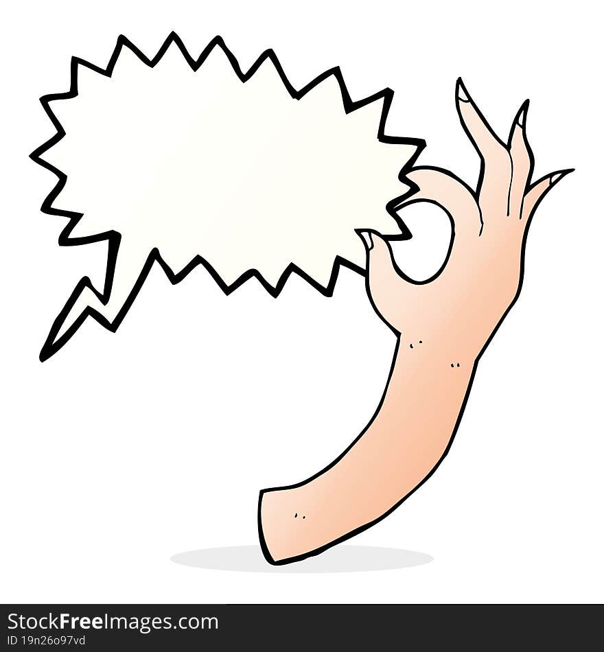 cartoon hand symbol with speech bubble