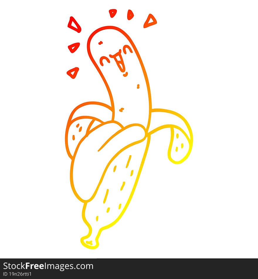 warm gradient line drawing cartoon banana