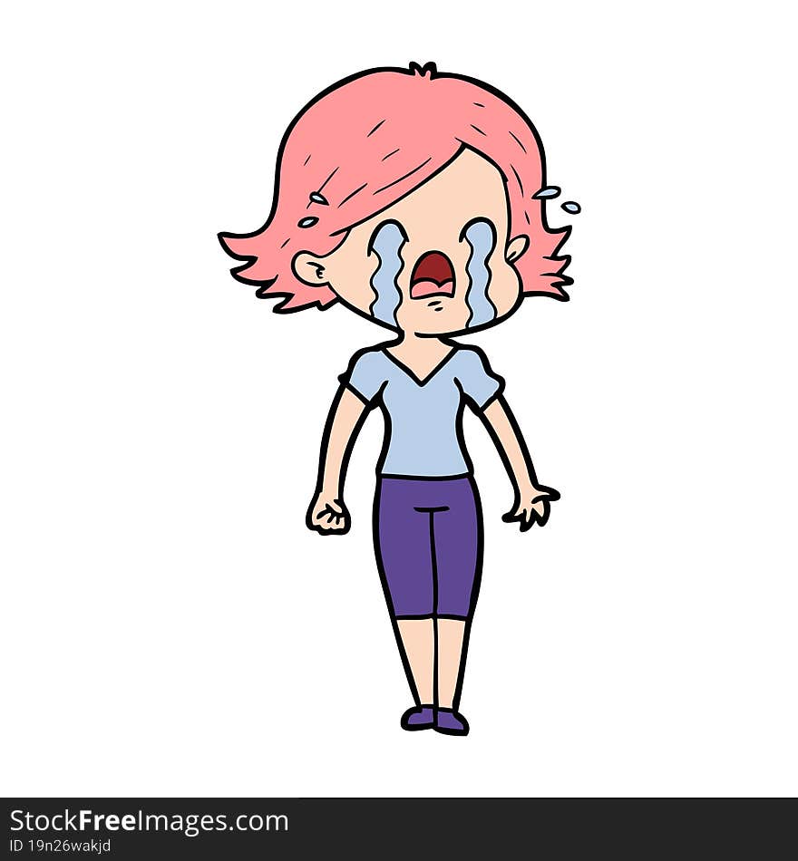 cartoon woman crying. cartoon woman crying