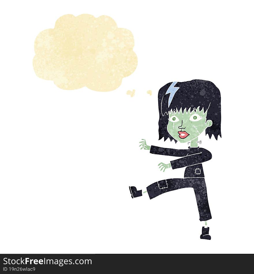 Cartoon Zombie Girl With Thought Bubble