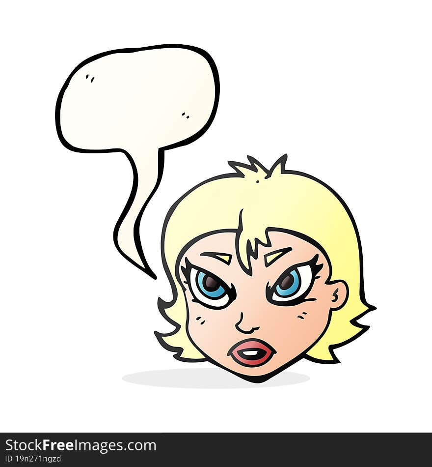 Speech Bubble Cartoon Angry Female Face